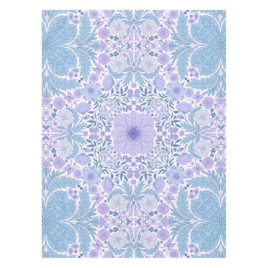 Retro tuinbloemen in blauw en violet tafelkleed (Voorkant)