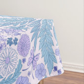 Retro tuinbloemen in blauw en violet tafelkleed (Voorbeeld)