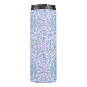 Retro tuinbloemen in blauw en violet thermosbeker (Achterkant)