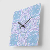 Retro tuinbloemen in blauw en violet vierkante klok (Hoek)