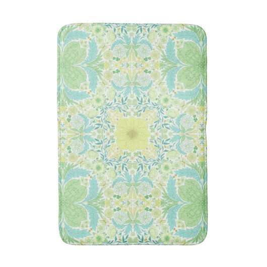 Retro tuinbloemen in groen en geel badmat (Voorkant Verticaal)