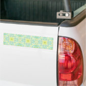Retro tuinbloemen in groen en geel bumpersticker (Op Truck)
