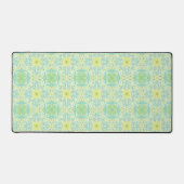 Retro tuinbloemen in groen en geel bureaumat (Voorkant)