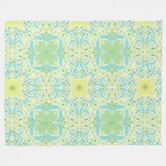 Retro tuinbloemen in groen en geel fleece deken (Voorkant (Horizontaal))