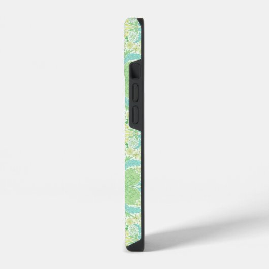 Retro tuinbloemen in groen en geel iPhone hoesje (Linkerkant)