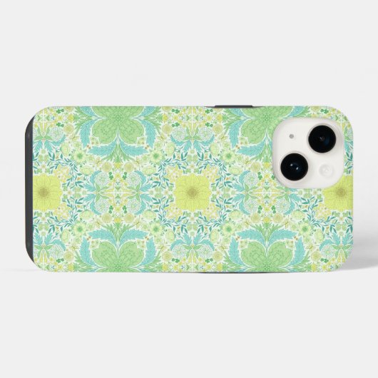 Retro tuinbloemen in groen en geel iPhone hoesje (Achterkant horizontaal)
