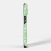 Retro tuinbloemen in groen en geel iPhone hoesje (Rechterkant)