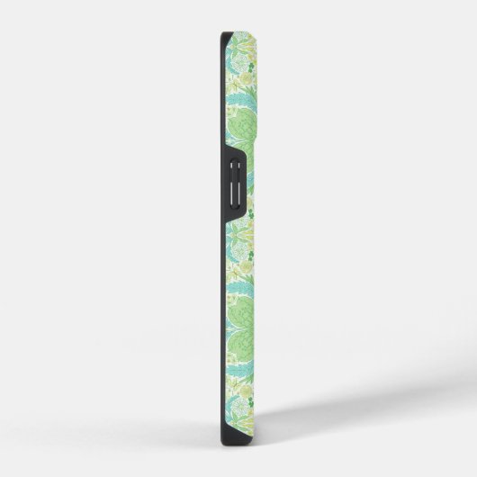 Retro tuinbloemen in groen en geel iPhone hoesje (Rechterkant)