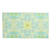 Retro tuinbloemen in groen en geel kussensloop (Achterkant-Rechts)