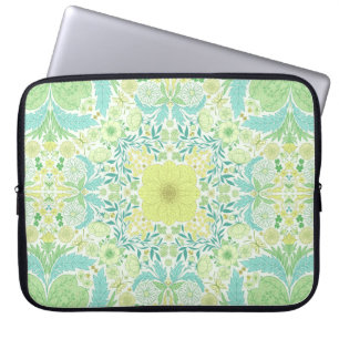Retro tuinbloemen in groen en geel laptop sleeve