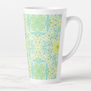 Retro tuinbloemen in groen en geel latte mok