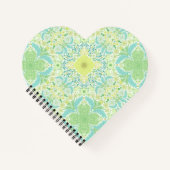 Retro tuinbloemen in groen en geel notitieboek (Voorkant)