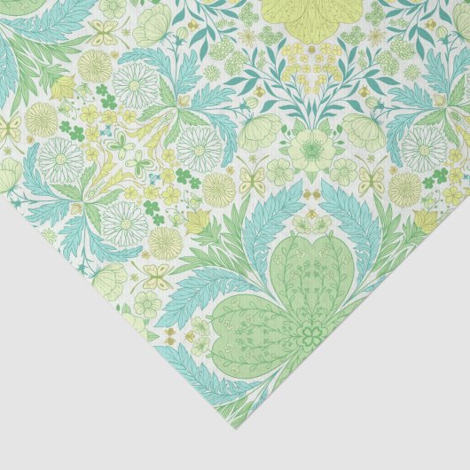 Retro tuinbloemen in groen en geel tissuepapier (Detail)