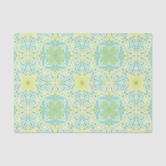 Retro tuinbloemen in groen en geel tissuepapier (Voorkant)