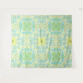 Retro tuinbloemen in groen en geel wandkleed (Voorkant (horizontaal))