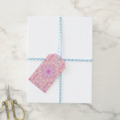 Retro tuinbloemen in roze cadeaulabel (Met Touw)