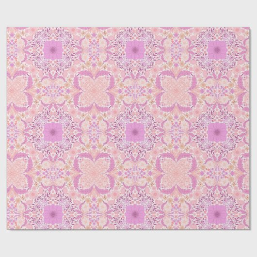 Retro tuinbloemen in roze cadeaupapier (Vlak)