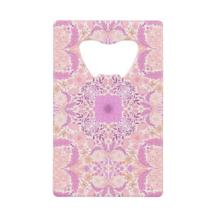 Retro tuinbloemen in roze creditkaart flessenopener