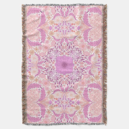 Retro tuinbloemen in roze deken (Voorkant Verticaal)