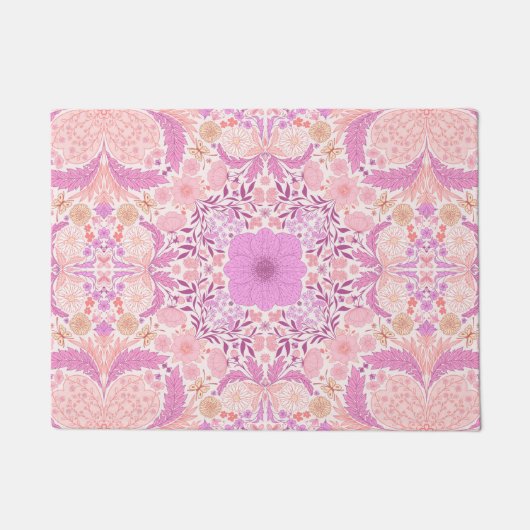 Retro tuinbloemen in roze deurmat (Voorkant)