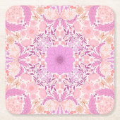 Retro tuinbloemen in roze kartonnen onderzetters (Voorkant)