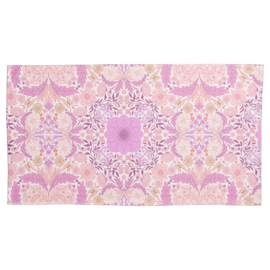 Retro tuinbloemen in roze kussensloop (Voorkant-Links)