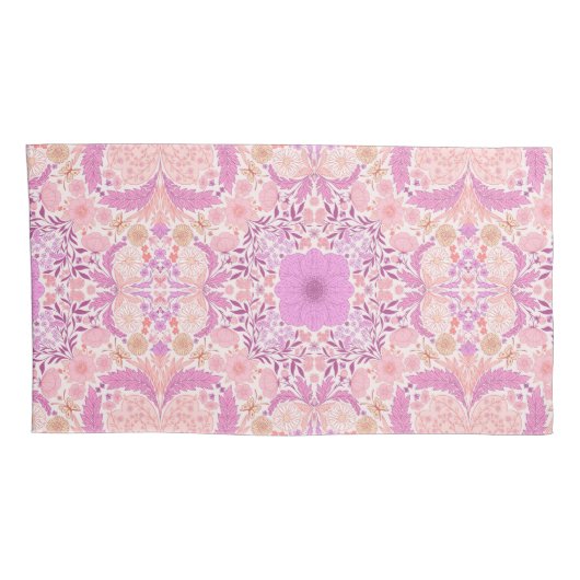 Retro tuinbloemen in roze kussensloop (Achterkant-Rechts)