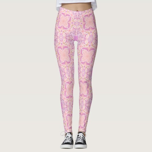 Retro tuinbloemen in roze leggings (Voorkant)