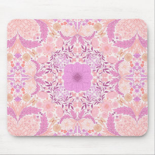 Retro tuinbloemen in roze muismat