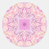 Retro tuinbloemen in roze ronde sticker (Voorkant)