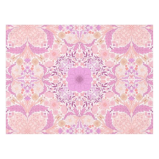 Retro tuinbloemen in roze tafelkleed (Voorkant (Horizontaal))