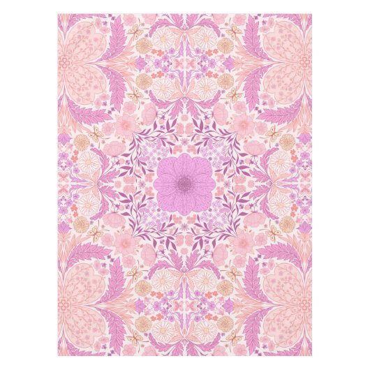 Retro tuinbloemen in roze tafelkleed (Voorkant)
