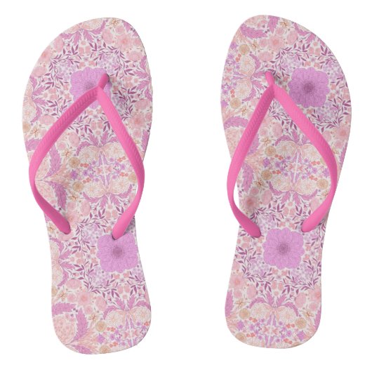 Retro tuinbloemen in roze teenslippers (Voetbed)
