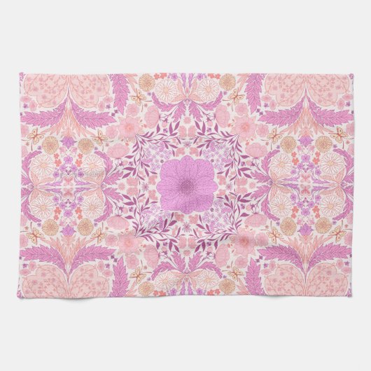 Retro tuinbloemen in roze theedoek (Horizontaal)