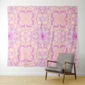 Retro tuinbloemen in roze wandkleed (In Situ (horizontaal))