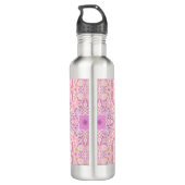 Retro tuinbloemen in roze waterfles  (Achterkant)