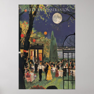 Retro Tuinfeest Kunstprint Maanverlichte Soiree Mu Poster
