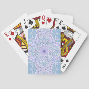 Retro tuinfleurstukken in blauw en violet pokerkaarten
