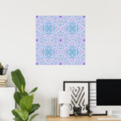 Retro tuinvlinders in blauw en violet poster (Thuiskantoor)