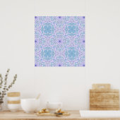 Retro tuinvlinders in blauw en violet poster (Keuken)