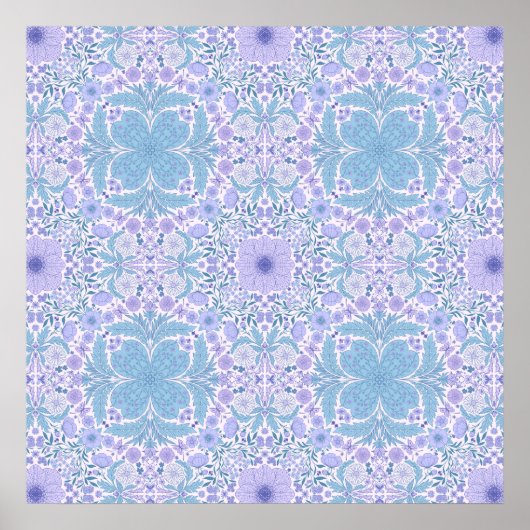 Retro tuinvlinders in blauw en violet poster (Voorkant)