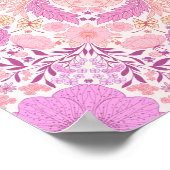 Retro tuinvlinders in roze poster (Hoek)