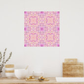 Retro tuinvlinders in roze poster (Keuken)