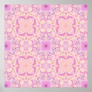 Retro tuinvlinders in roze poster