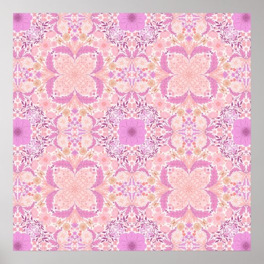 Retro tuinvlinders in roze poster (Voorkant)