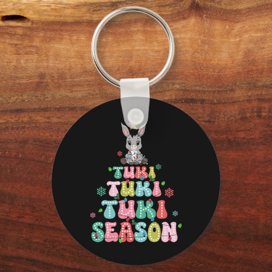 Retro Tuki Tuki Donkey Tis The Season Mexican Chri Sleutelhanger (Voorkant)
