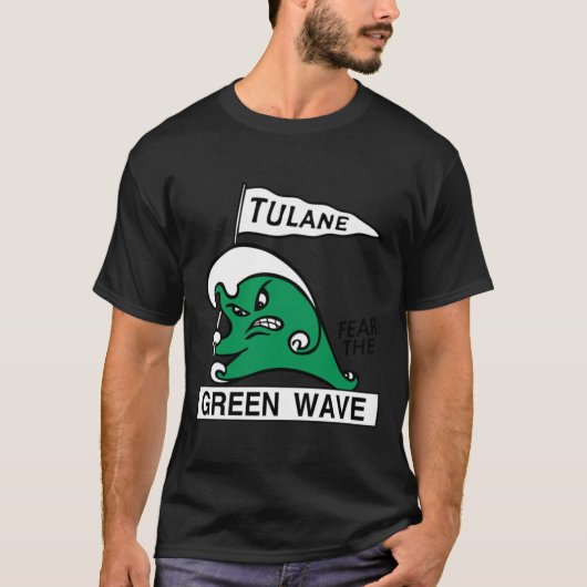 Retro Tulane vreest de groene golf T-shirt (Voorkant)