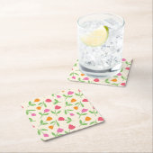Retro Tulip Flowers pattern in orange pink and red Kartonnen Onderzetters (Insitu)