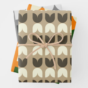 Retro Tulp Herfst Kleuren Cadeaupapier