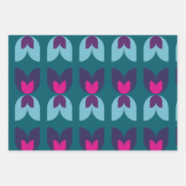 Retro Tulp Herfst Kleuren Cadeaus Inpakpapier Vel